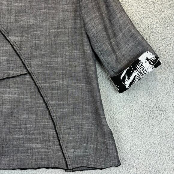 Ali Miles Tunic Small Linen Lagenlook Artsy Boho Patchwork Floral Mixed Media - Picture 11 of 12